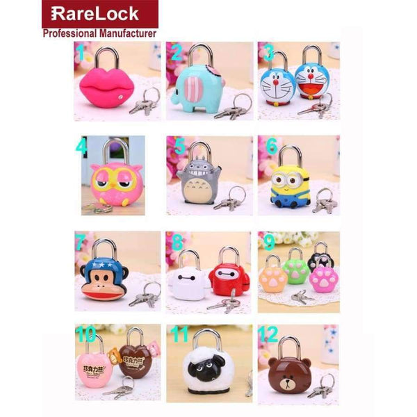 Planet Gates Rarelock Cartoon Colour Brass Padlock with 2 Keys for Drawer Door Jewelry Box Bags Lock DIY Furniture Hardware a