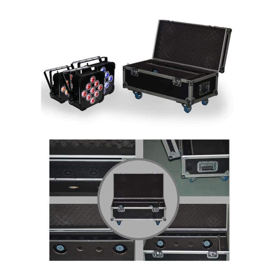 Planet Gates Rasha Hex V9 6X LOT 9pcs*10W 4in1 RGBA/RGBW Battery Powered Wireless LED Flat Par Can,ADJ LED Par Light With Charging Road Case