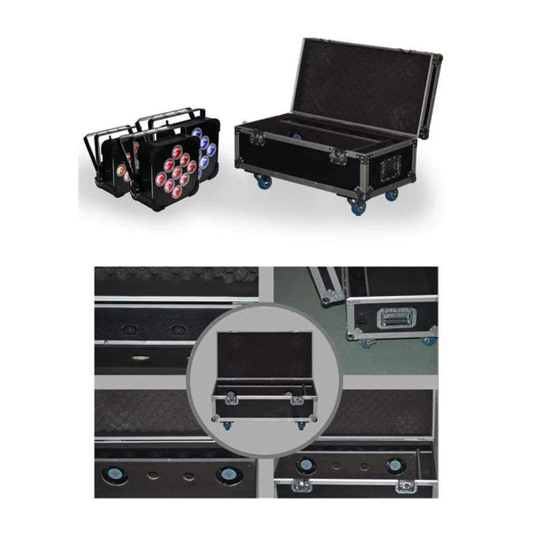 Planet Gates Rasha Hex V9 6X LOT 9pcs*10W 4in1 RGBA/RGBW Battery Powered Wireless LED Flat Par Can,ADJ LED Par Light With Charging Road Case