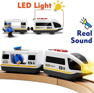 Planet Gates RC Electric Train Set With Carriage Sound and Light Express Truck FIT Wooden Track Children Electric Toy Kids Toys