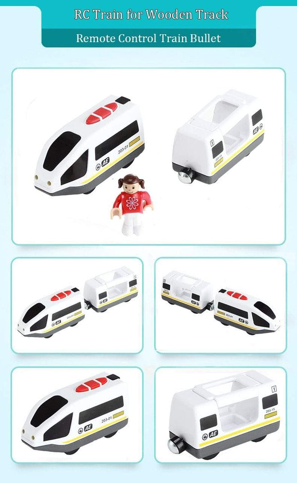 Planet Gates RC Electric Train Set With Carriage Sound and Light Express Truck FIT Wooden Track Children Electric Toy Kids Toys