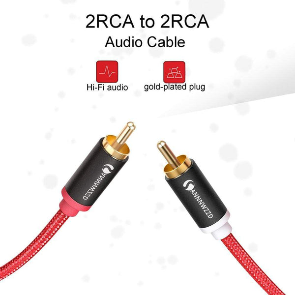 Planet Gates RCA Cable 2RCA to 2 RCA Male to Male Audio Cable Gold-Plated RCA Audio Cable 1m 2m for Home Theater DVD TV Amplifier CD Soundbox