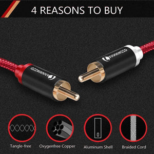 Planet Gates RCA Cable 2RCA to 2 RCA Male to Male Audio Cable Gold-Plated RCA Audio Cable 1m 2m for Home Theater DVD TV Amplifier CD Soundbox