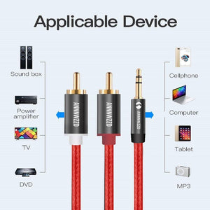 Planet Gates RCA Cable 3.5mm Jack to 2 RCA Aux Cable 3.5 mm to 2RCA Adapter Splitter Audio Cable for TV Box Audio Home Theater Speaker Wire