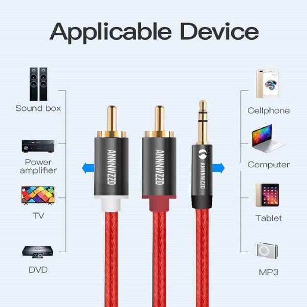 Planet Gates RCA Cable 3.5mm Jack to 2 RCA Aux Cable 3.5 mm to 2RCA Adapter Splitter Audio Cable for TV Box Audio Home Theater Speaker Wire