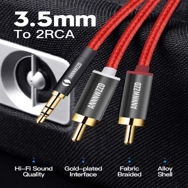 Planet Gates RCA Cable 3.5mm Jack to 2 RCA Aux Cable 3.5 mm to 2RCA Adapter Splitter Audio Cable for TV Box Audio Home Theater Speaker Wire