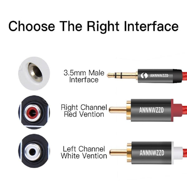Planet Gates RCA Cable 3.5mm Jack to 2 RCA Aux Cable 3.5 mm to 2RCA Adapter Splitter Audio Cable for TV Box Audio Home Theater Speaker Wire