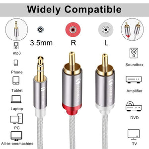 Planet Gates RCA Cable Jack 3.5 to 2 RCA Cable 3.5mm Jack to 2RCA Male Splitter Aux Cable 1M 2M 3M 5M for HDTV PC Amplifiers DVD Speaker Wire