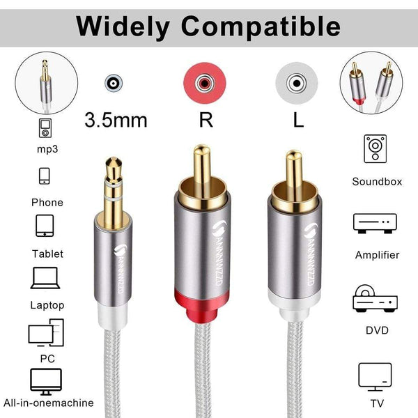 Planet Gates RCA Cable Jack 3.5 to 2 RCA Cable 3.5mm Jack to 2RCA Male Splitter Aux Cable 1M 2M 3M 5M for HDTV PC Amplifiers DVD Speaker Wire