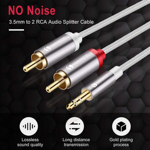 Planet Gates RCA Cable Jack 3.5 to 2 RCA Cable 3.5mm Jack to 2RCA Male Splitter Aux Cable 1M 2M 3M 5M for HDTV PC Amplifiers DVD Speaker Wire