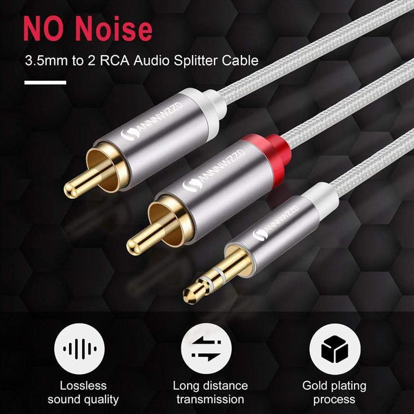 Planet Gates RCA Cable Jack 3.5 to 2 RCA Cable 3.5mm Jack to 2RCA Male Splitter Aux Cable 1M 2M 3M 5M for HDTV PC Amplifiers DVD Speaker Wire