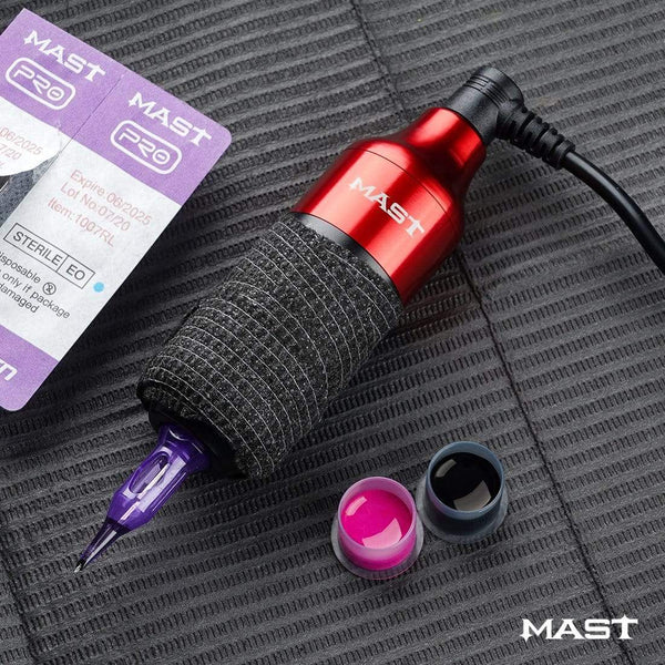 Planet Gates RCA Cord Rotary Pmu Permanent Makeup Pen Mast Rotary Tattoo Machine Kit with Wireless Battery Power Pro Cartridge Needles Set