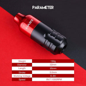 Planet Gates RCA Cord Rotary Pmu Permanent Makeup Pen Mast Rotary Tattoo Machine Kit with Wireless Battery Power Pro Cartridge Needles Set