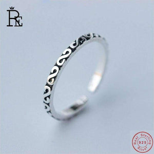 Planet Gates RE 100% Real 925 Sterling Silver Ring Resizable Letter S Wedding Engagement Finger Knuckle Rings for Women Female