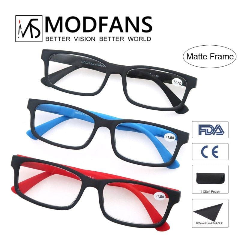 Planet Gates Reading Glasses for Men Women Rubber Ultra Light Hyperopia Square Frame Spring Hinge Comfortable with Diopter (Black/Red/Blue)