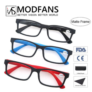 Planet Gates Reading Glasses for Men Women Rubber Ultra Light Hyperopia Square Frame Spring Hinge Comfortable with Diopter (Black/Red/Blue)