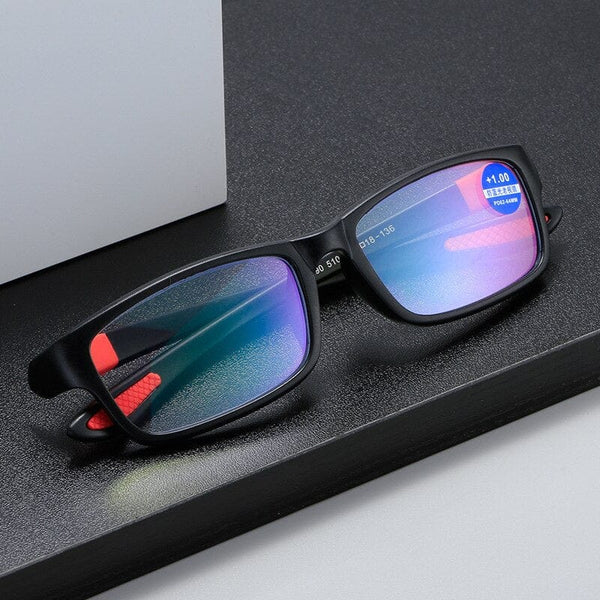 Planet Gates Reading Glasses Men Women Sports Anti-blue Light Reading Eyewear Black Red TR90 Frame Presbyopia Eyeglasses +100 to+400 glasses