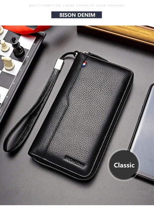 Planet Gates Real Cow skin Men Wallets Large Capacity Card Holder Wallet Coin Purse Genuine Leather Long Purse For Men N8226-2