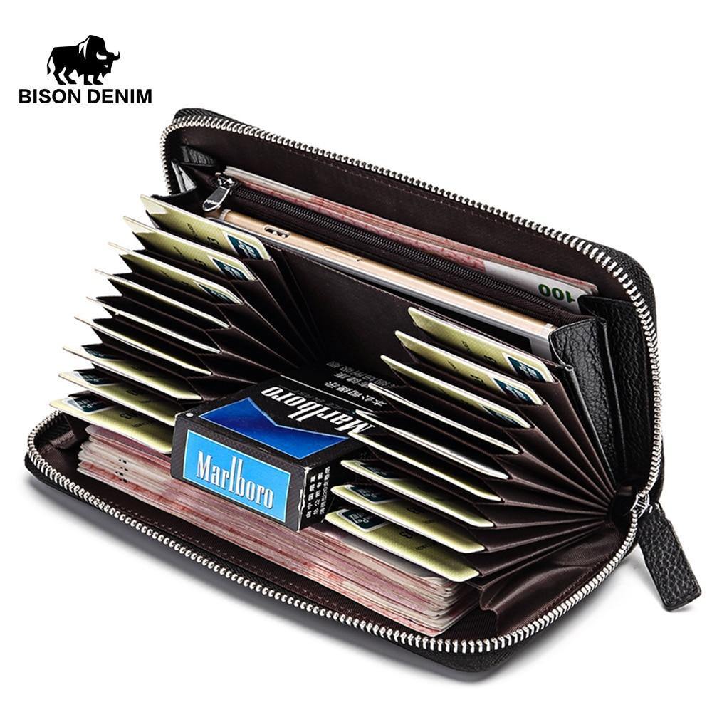 Planet Gates Real Cow skin Men Wallets Large Capacity Card Holder Wallet Coin Purse Genuine Leather Long Purse For Men N8226-2