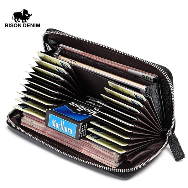 Planet Gates Real Cow skin Men Wallets Large Capacity Card Holder Wallet Coin Purse Genuine Leather Long Purse For Men N8226-2