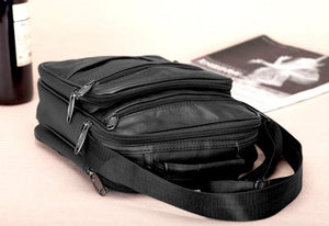 Planet Gates Real Cowhide Leather Men Handbags Black Male Messenger Bags Men's Small Strap Adjustable Briefcase Man Crossbody Bags