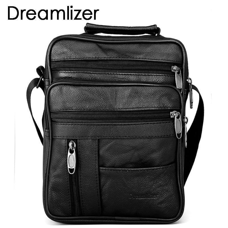 Planet Gates Real Cowhide Leather Men Handbags Black Male Messenger Bags Men's Small Strap Adjustable Briefcase Man Crossbody Bags
