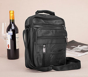 Planet Gates Real Cowhide Leather Men Handbags Black Male Messenger Bags Men's Small Strap Adjustable Briefcase Man Crossbody Bags