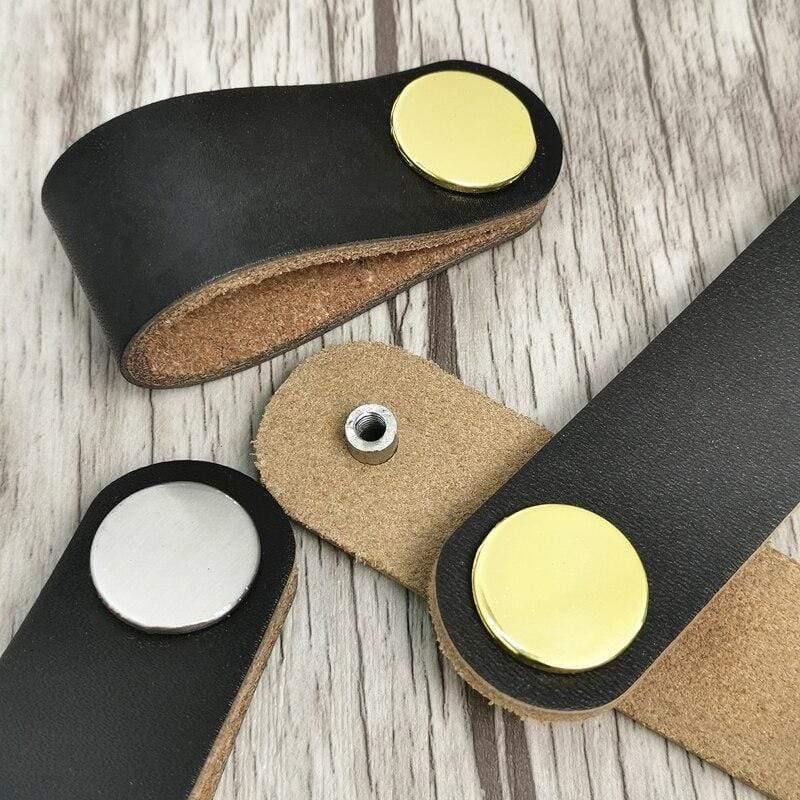 Real Leather Handle Soft Brown Furniture Cupboard Cabinet Pull Wardrobe Dresser Drawer Closet Door Knobs Hardware Accessories