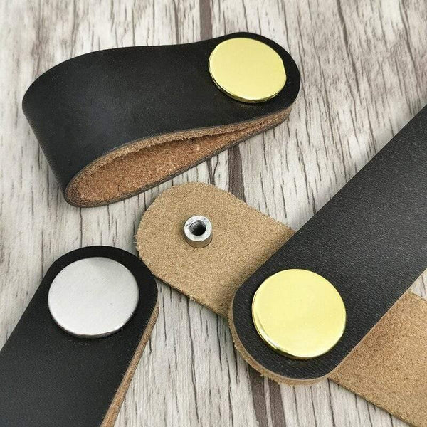 Real Leather Handle Soft Brown Furniture Cupboard Cabinet Pull Wardrobe Dresser Drawer Closet Door Knobs Hardware Accessories