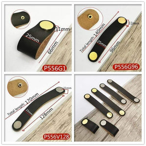 Real Leather Handle Soft Brown Furniture Cupboard Cabinet Pull Wardrobe Dresser Drawer Closet Door Knobs Hardware Accessories
