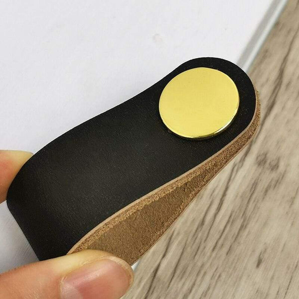 Real Leather Handle Soft Brown Furniture Cupboard Cabinet Pull Wardrobe Dresser Drawer Closet Door Knobs Hardware Accessories