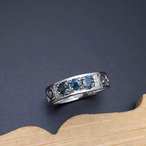 Planet Gates Real Natural Diamond & Sapphires silver Ring Fine Jewelry 3PCS Wedding Ring Anniversary Gemstone