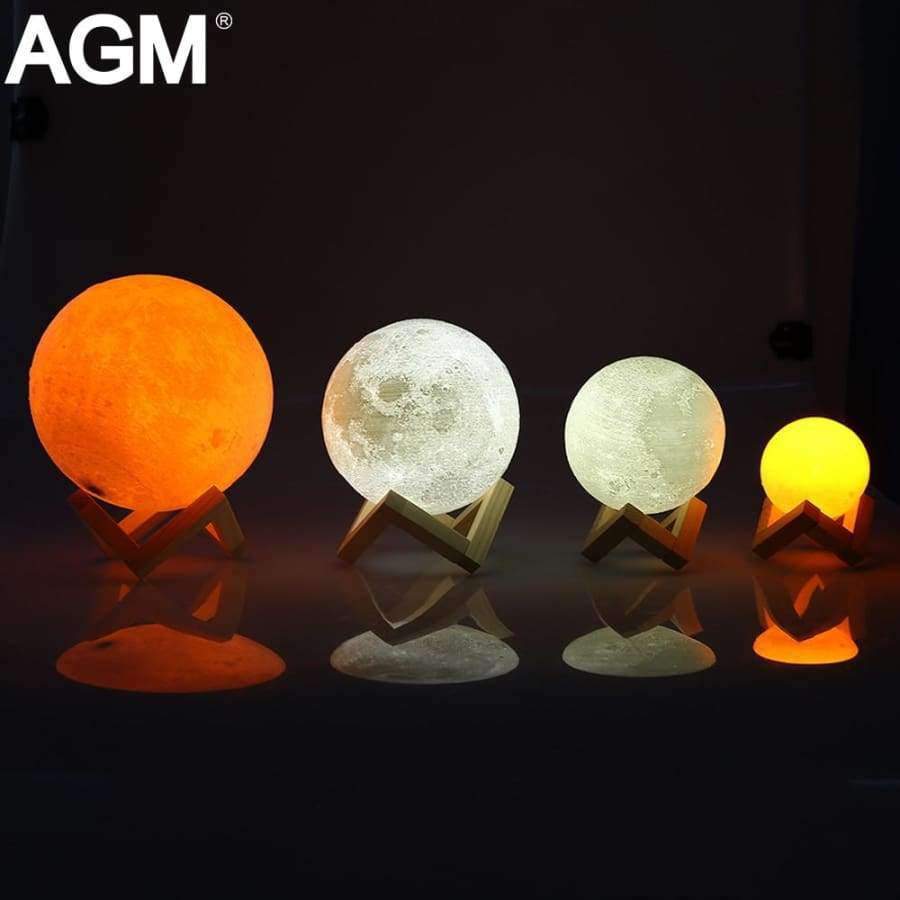 Planet Gates Rechargeable LED Night Light Moon Lamp 3D Print Moonlight Luna Bedroom Home Decor 2 Colors Change Touch Switch Creative Gift