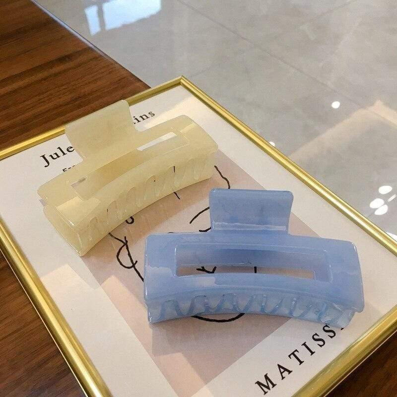 Rectangle Hair Claws Solid Color Plastic Hair Grab Clips Women Korean Hair Accessories For Girls Buckle Bath Ponytail Holder