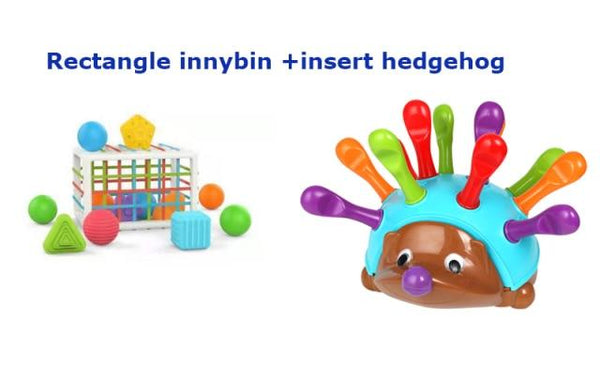 Planet Gates Rectangle hedghog Baby Shape Sorting Toy  motor skill tactile touch toy 10 months to 3 years  InnyBin soft cube montessori educational toys