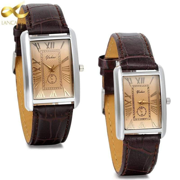 Planet Gates Rectangle Lovers Watch Leather Charm Arabic Numerals Men Women Wristwatch Hours Relogio Feminino