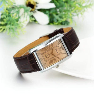 Planet Gates Rectangle Lovers Watch Leather Charm Arabic Numerals Men Women Wristwatch Hours Relogio Feminino