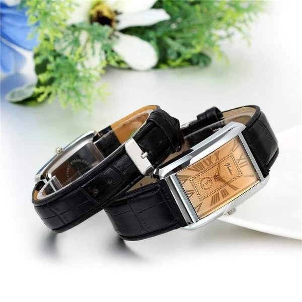 Planet Gates Rectangle Lovers Watch Leather Charm Arabic Numerals Men Women Wristwatch Hours Relogio Feminino