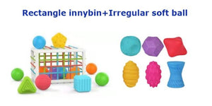 Planet Gates Rectangle soft ball Baby Shape Sorting Toy  motor skill tactile touch toy 10 months to 3 years  InnyBin soft cube montessori educational toys