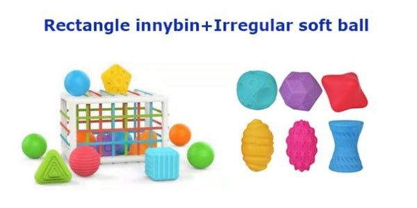 Planet Gates Rectangle soft ball Baby Shape Sorting Toy  motor skill tactile touch toy 10 months to 3 years  InnyBin soft cube montessori educational toys