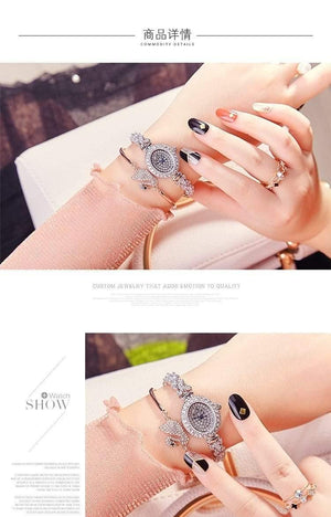 Planet Gates Rectangle Women's Watch Japan Quartz Fashion Luxury Jewelry Hours Bracelet Rhinestone Girl's Birthday Gift Royal Crown Box