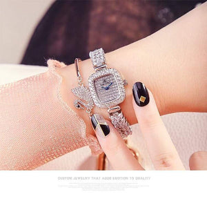 Women's Watch Japan Quartz Fashion Luxury Jewelry Hours Bracelet Rhinestone Girl's Birthday Gift Royal Crown Box - Planet Gates