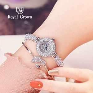 Women's Watch Japan Quartz Fashion Luxury Jewelry Hours Bracelet Rhinestone Girl's Birthday Gift Royal Crown Box - Planet Gates