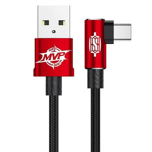 Baseus USB Type C Cable 90 Degree For Xiaomi Redmi K20 Pro USB C Mobile Phone Charging Cable For Oneplus 7 Pro Type-C Cable