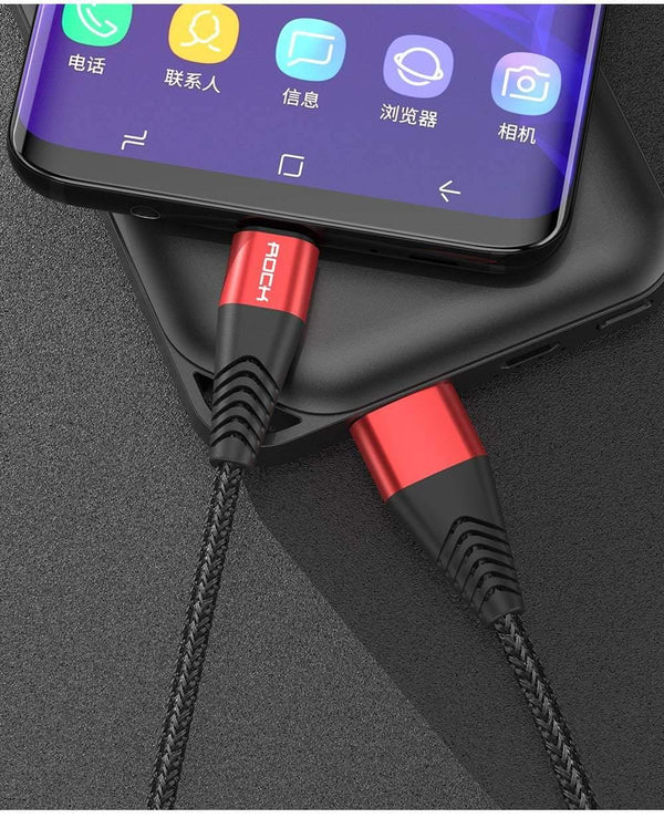 Planet Gates Red / 0.5m ROCK Metal Micro USB Cable 2.4A for Samsung Xiaomi Redmi Note 5 Pro LG USB Nylon Braided Fast Charge Data Charging Phone Charger