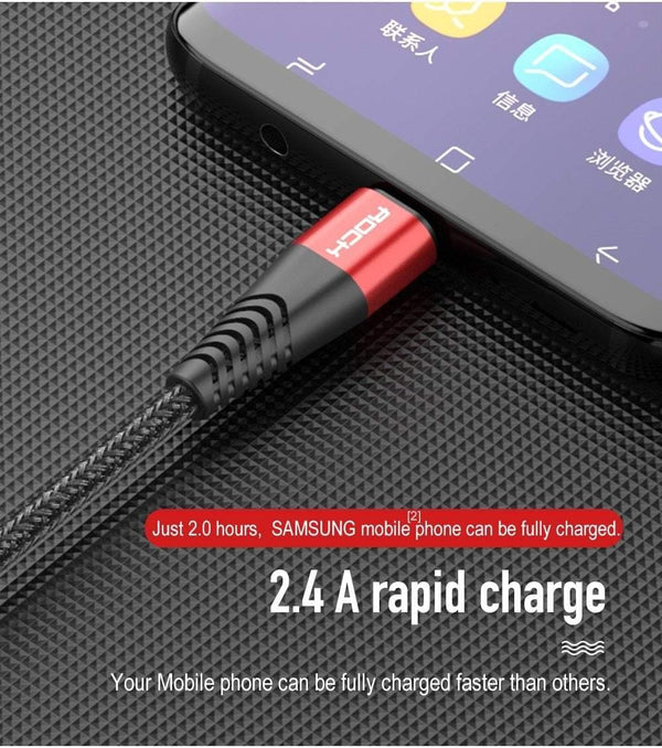 Planet Gates Red / 0.5m ROCK Metal Micro USB Cable 2.4A for Samsung Xiaomi Redmi Note 5 Pro LG USB Nylon Braided Fast Charge Data Charging Phone Charger