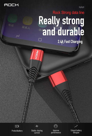 Planet Gates Red / 0.5m ROCK Metal Micro USB Cable 2.4A for Samsung Xiaomi Redmi Note 5 Pro LG USB Nylon Braided Fast Charge Data Charging Phone Charger