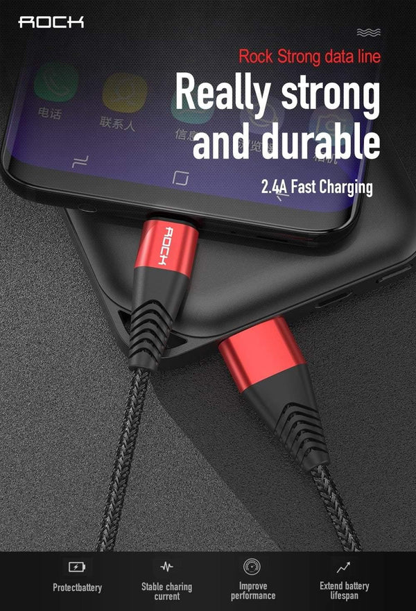 Planet Gates Red / 0.5m ROCK Metal Micro USB Cable 2.4A for Samsung Xiaomi Redmi Note 5 Pro LG USB Nylon Braided Fast Charge Data Charging Phone Charger