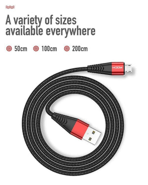 Planet Gates Red / 0.5m ROCK Metal Micro USB Cable 2.4A for Samsung Xiaomi Redmi Note 5 Pro LG USB Nylon Braided Fast Charge Data Charging Phone Charger
