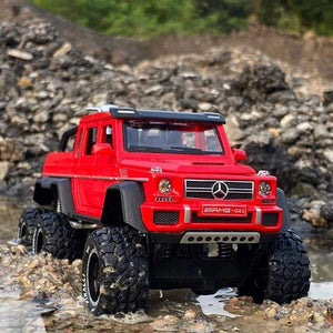 Planet Gates red 1/28 Benzs G63 6*6 Big Tyre Alloy Pickup Car Model Diecast Metal Simulation Toy Off-road Vehicles Model Collection Children Gift